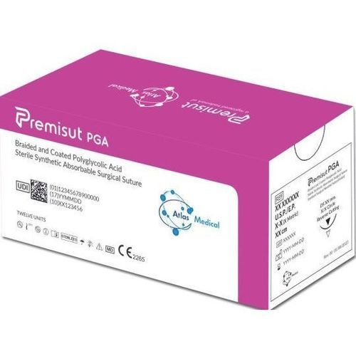 Hilo de sutura reabsorbible a corto plazo - Premisut PGA - Atlas Medical - cirugía de las heridas / cirugía de los tejidos blandos / 8-0