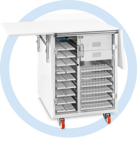 Carro de laboratorio - tomTROLLEY - LOGIBIOTECH SRL - para muestras / con cajón / móvil
