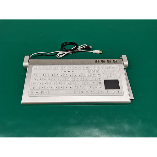 Teclado médico con alfombrilla táctil - E400-TR - Guangzhou GT-Interaction Technology Co., Ltd - de aluminio / desinfectable / antibacterias
