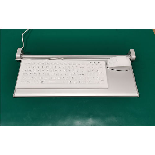 Teclado médico de aluminio - S520-DT - Guangzhou GT-Interaction Technology Co., Ltd - desinfectable / antibacterias / con soporte para teclado