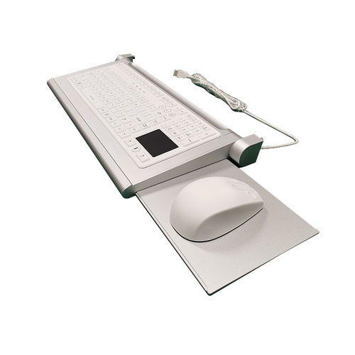 Teclado médico con alfombrilla táctil - B400-TR - Guangzhou GT-Interaction Technology Co., Ltd - de aluminio / lavable / desinfectable