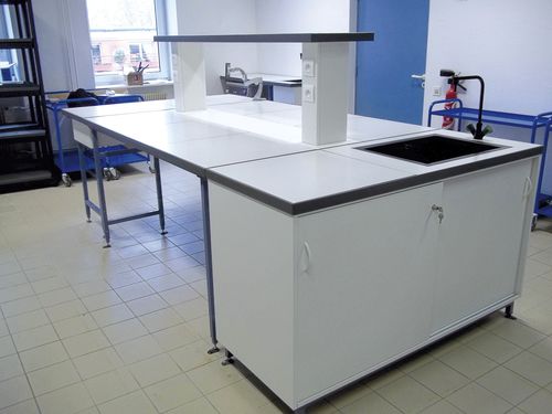Mesa de laboratorio con fregadero - 79062 series - JEULIN - en isla / en islote