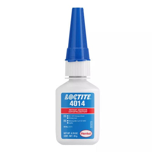 Cola de ensamblaje médico cianoacrilato - LOCTITE® 4014 - Henkel - para dispositivos médicos desechables / para plástico / de baja viscosidad