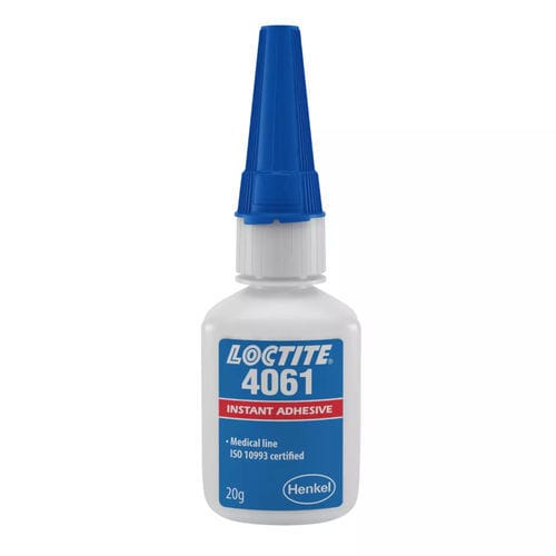Cola de ensamblaje médico cianoacrilato - LOCTITE® 4061 - Henkel - para dispositivos médicos desechables / para caucho / para plástico