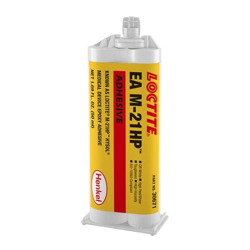 Cola de ensamblaje médico de resina epoxi - LOCTITE&reg; EA M-21HP - Henkel - para dispositivos médicos / para metal / para vidrio