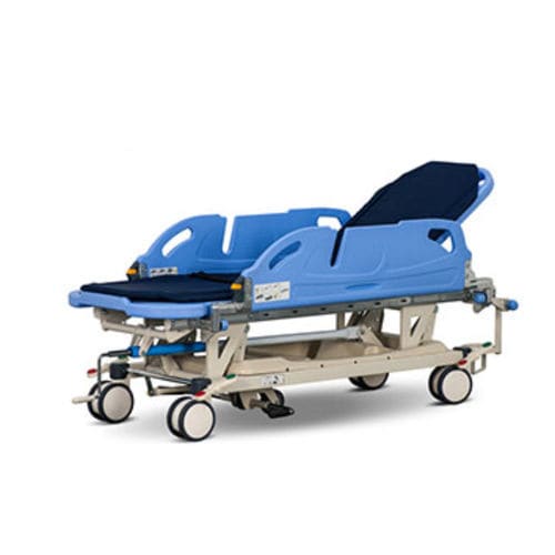 Carro camilla para traslado de pacientes - Tianjin Kangli Medical Instrument - hidráulico / de altura variable / 2 secciones