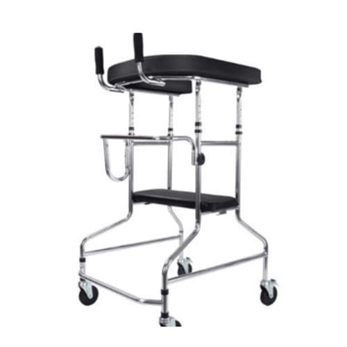 Andador con 4 ruedas - Tianjin Kangli Medical Instrument - de altura variable / con asiento