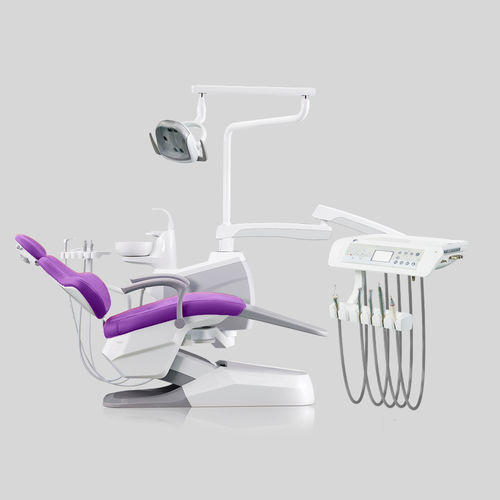 Unidad dental con sillón eléctrico - A5 - FOSHAN ESAY MEDICAL TECHNOLOGY CO.,LTD - con reposacabezas flexible / con sistema de higiene / con portainstrumentos