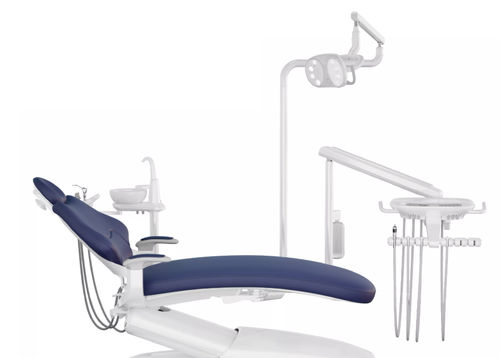 Unidad dental con sillón eléctrico - ADU M5 - FOSHAN ESAY MEDICAL TECHNOLOGY CO.,LTD - con reposacabezas flexible / con sistema de higiene / con bandeja portainstrumentos superior