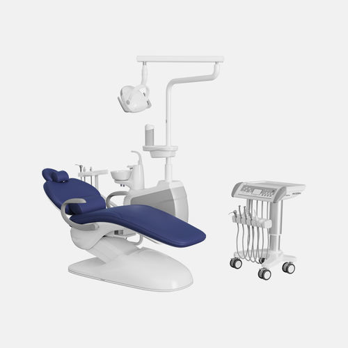 Unidad dental con sillón eléctrico - S50 - FOSHAN ESAY MEDICAL TECHNOLOGY CO.,LTD - con reposacabezas flexible / con sistema de higiene / con portainstrumentos