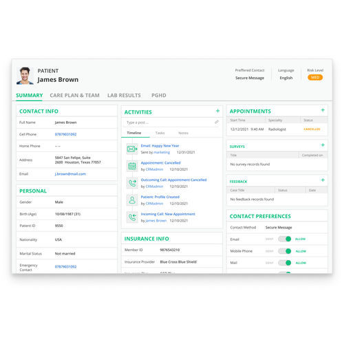 Software CRM - Dynamics 365 - ScienceSoft - médico / para centro sanitario / de satisfacción del cliente