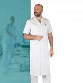 Casaca sanitaria para hombre - BAHIA - FIL'MED - de algodón / de poliéster / blanca