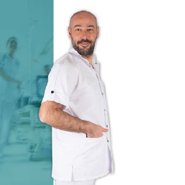 Túnica sanitaria para hombre - ANGKHOR - FIL'MED - de poliéster / de algodón / azul