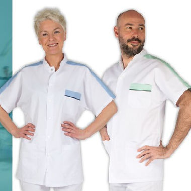 Túnica sanitaria unisex - ETNA - FIL'MED - de poliéster / de algodón / blanca