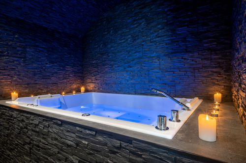 Bañera de balneoterapia biplaza - DUOLINE - Preti - encastrada / con lámparas de cromoterapia