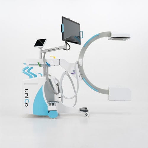 Arco quirúrgico móvil - uniCo - Micronica - con sensor plano / con monitor de vídeo integrado