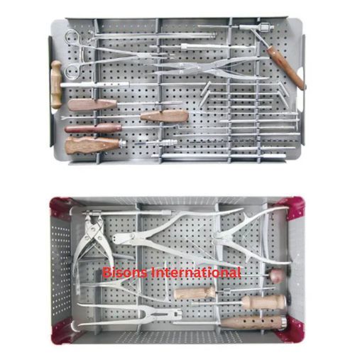 Kit de instrumentos para cirugía ortopédica - BI-001478 - Bisons International - para cirugía del raquis / personalizable