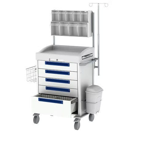 Carro para medicamentos - Viviam Med - con papelera / con portasueros / 5 cajones