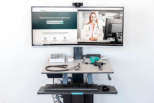 Carro de telemedicina de videoconferencia - HEALPHI SAS - con estetoscopio / con tensiómetro / seguro