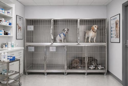 Jaula veterinaria para perros - AVIOR GMBH - modular / con ruedas / de acero inoxidable