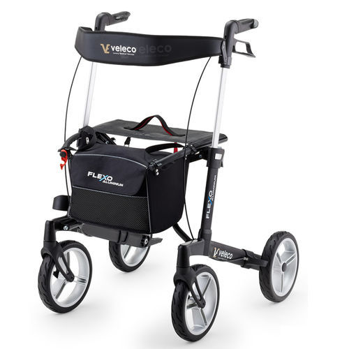 Andador con ruedas con 4 ruedas - Veleco Flexo - Veleco - marco de aluminio / con asiento / con canasta