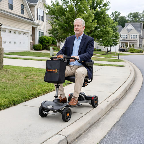 Scooter para movilidad reducida eléctrico - Passport Flex - SuperHandy - con 4 ruedas / con cesto / plegable