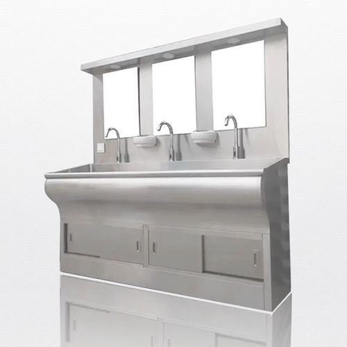 Fregadero quirúrgico 3 unidades - Shandong Hongxinyu Medical Technology Co., Ltd. - de acero inoxidable / pulsador de rodilla