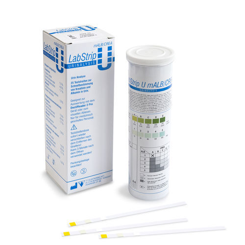 Tira de prueba multiparamétrica - LabStrip U mALB - 77 Elektronika - de albúmina / de microalbuminuria / de creatinina