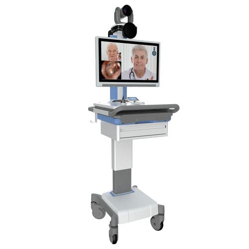 Carro de telemedicina de videoconferencia - AMiS-72 - ADVANTECH - de altura variable / con cajón