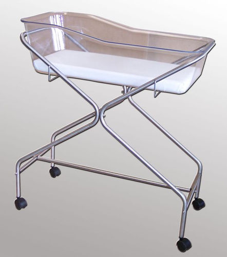 Cuna hospitalaria con ruedas - Agencinox - de acero inoxidable / transparente
