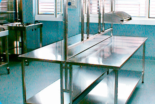 Mesa de acondicionamiento de instrumental médico - AT-OS   - rectangular / de acero inoxidable