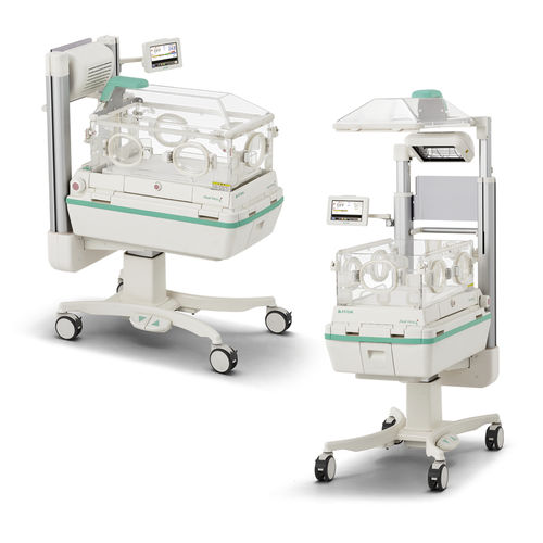 Incubadora neonatal con ruedas - Dual Incu i - Atom Medical Corporation  - con lámpara de fototerapia / con mesa de reanimación