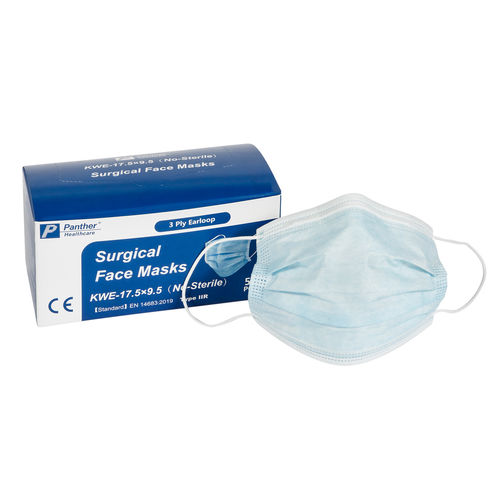 Mascarilla quirúrgica de tipo IIR - KWE-17.5*9.5 - Panther Healthcare - azul / de tejido no tejido / de tres capas