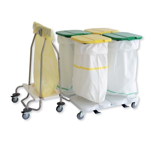 Carro para la ropa para ropa sucia - XA0312 - Alvi - 5 bolsas / de acero inoxidable