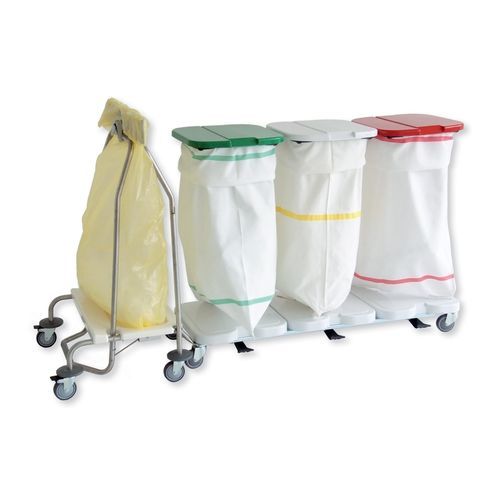 Carro para la ropa para ropa sucia - XA0312 - Alvi - de hospital / 4 bolsas / de acero inoxidable