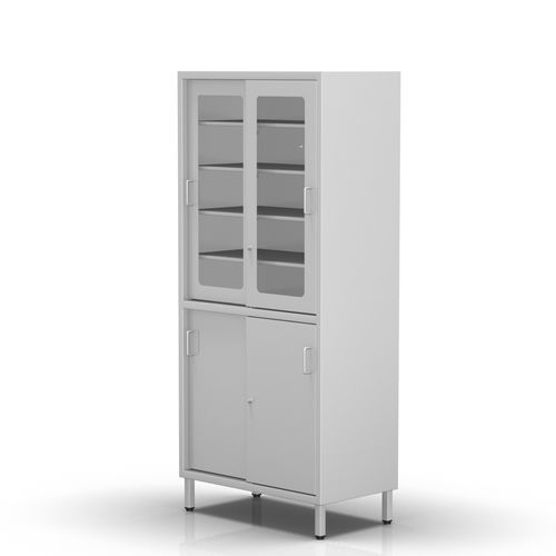 Armario con puerta corredera - 2-271 - ALVO Medical - de acero inoxidable / gris / con 4 puertas