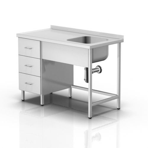 Mesa de trabajo - 2-393 - ALVO Medical - rectangular / con fregadero / de acero inoxidable