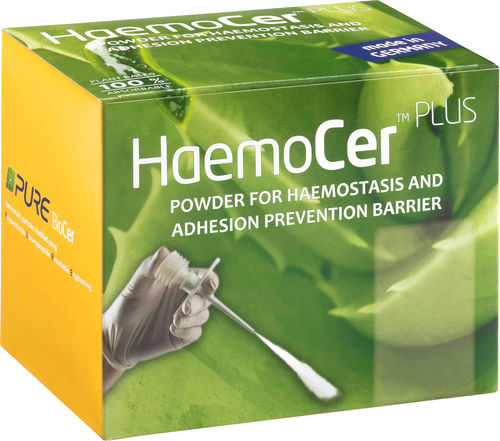 Agente hemostático polvo - HaemoCer™ PLUS  - BioCer - neurocirugía / cirugía cardiovascular / cirugía ortopédica