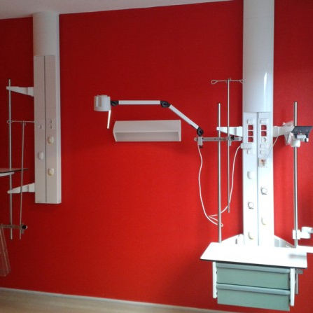 Columna de suministro de pared - ERGO 200 - BIOLUME  - para cuidados intensivos / con estantes