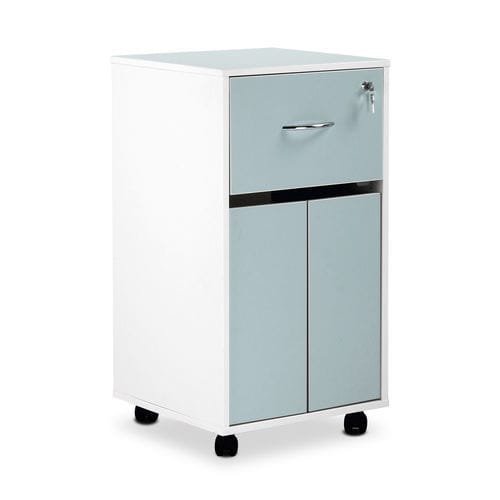Mesa de cabecera con ruedas - BC1C/GW - Bristol Maid Hospital Metalcraft - con cajones / de bloqueo
