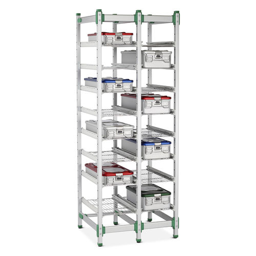 Carro para contenedores de esterilización - 4HH/SCS/S1/2W5T - Bristol Maid Hospital Metalcraft - para instrumental / de almacenamiento / con estante