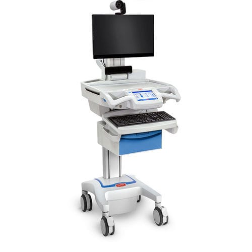 Carro informático de altura variable - CareLink™ - Capsa Healthcare - con cajón / seguro / modular
