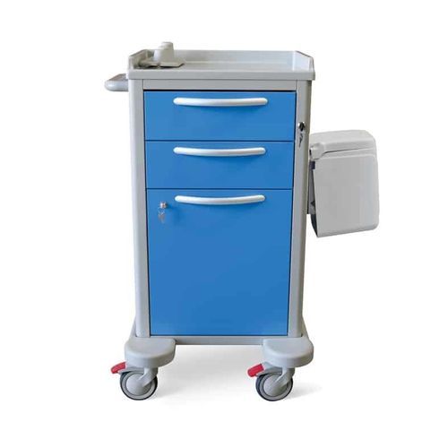 Carro médico - Alfa 01A - Conf Industries - para cuidados / con papelera / con 1 puerta