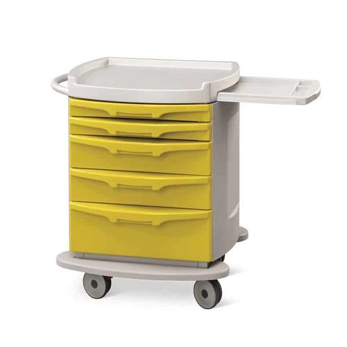 Carro médico - Zeus - Conf Industries - para cuidados / con estante / 5 cajones