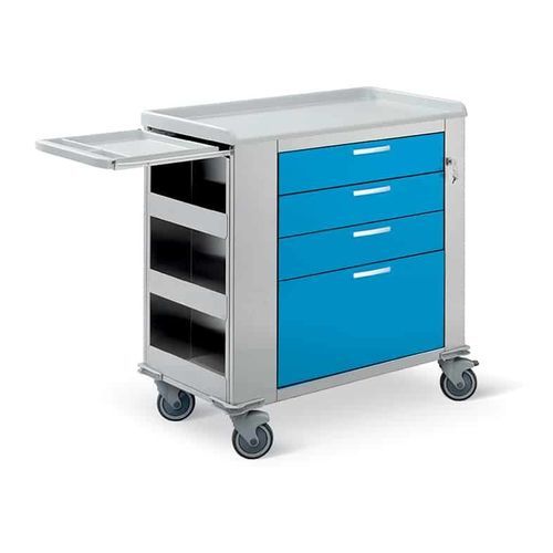 Carro médico - Comfort plus 4V - Conf Industries - para cuidados / de acero inoxidable / con estante