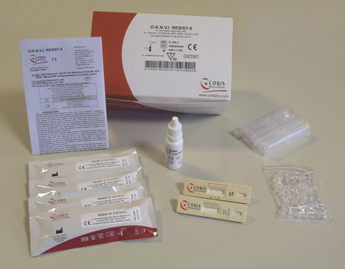 Kit de prueba para prueba de susceptibilidad antibiótica - O.K.N.V.I RESIST-5 - Coris BioConcept - de NDM / de OXA-48 / inmunocromatográfico