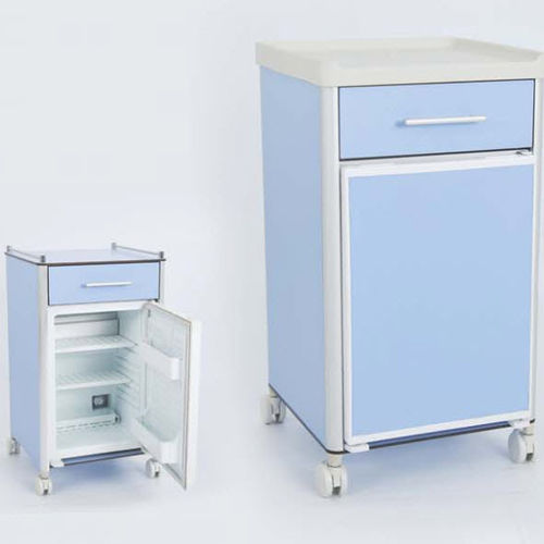 Mesa de cabecera con ruedas - 90105602 - DOLSAN MEDICAL - con cajones / con compartimento refrigerador