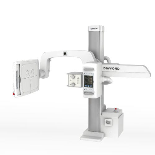 Sistema de radiografía digital - DIAMOND  - DRGEM  - para radiografía polivalente / sin mesa / con brazo portatubos pivotante