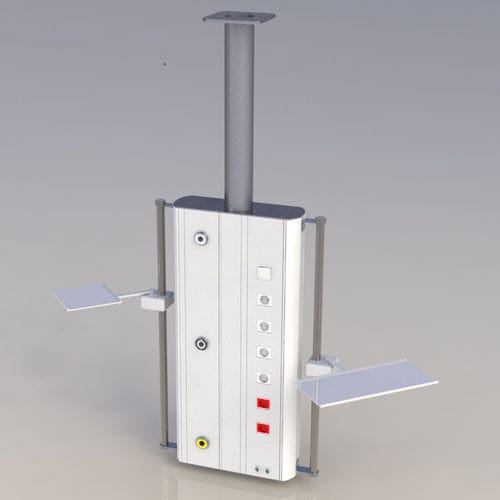 Columna de suministro de techo - Traian™  - DZ Medicale   - para cuidados intensivos / de brazo simple / con estantes