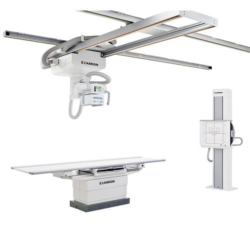 Sistema de radiografía digital - X-DRS Ceiling Standard - Examion - para radiografía polivalente / con brazo portatubos telescópico de techo / con Bucky en el suelo